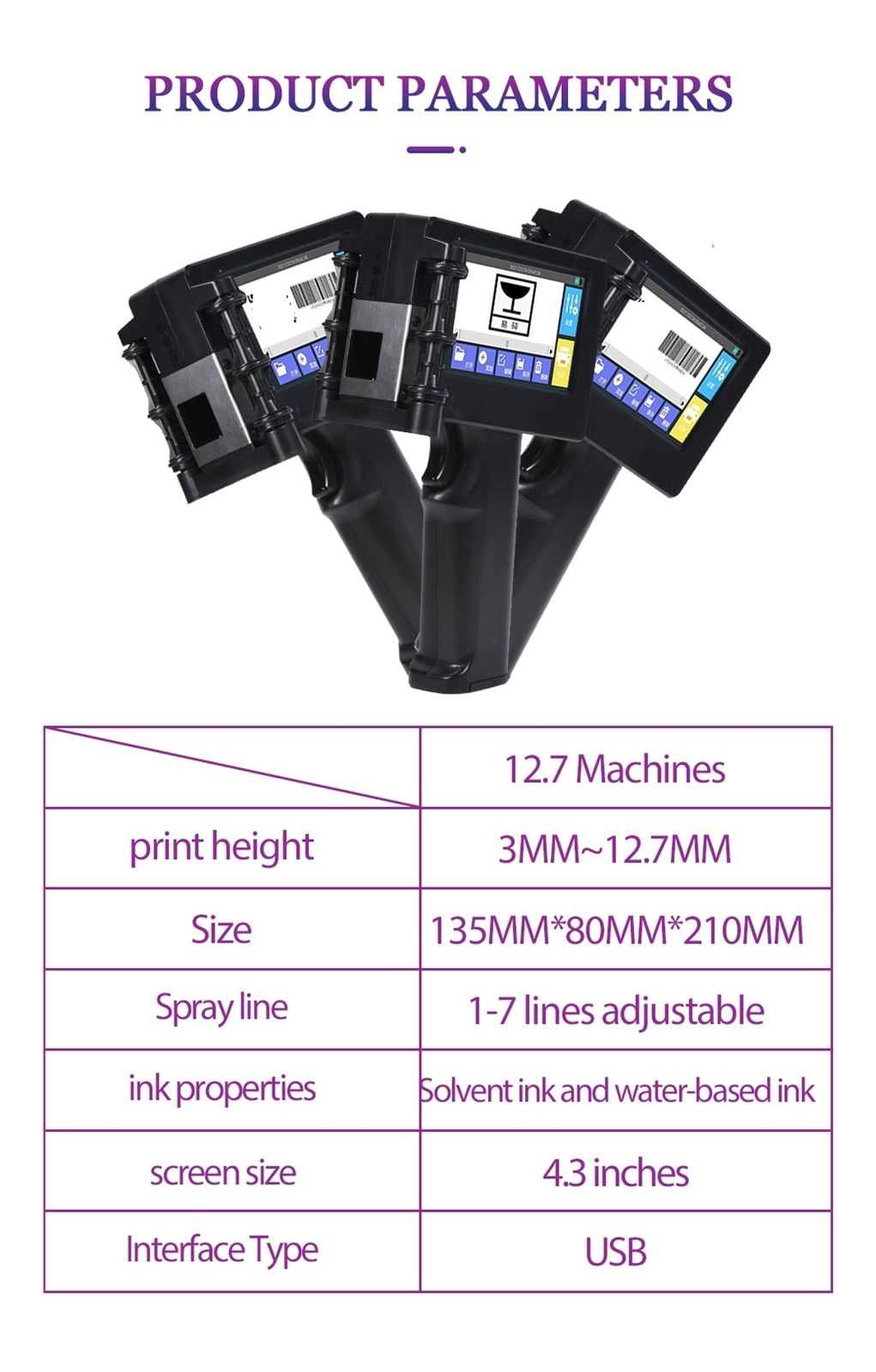 Portable Printer Mini Thermal Printer QR Code Printer Time Batch Number Logo Barcode Handheld Inkjet Printer