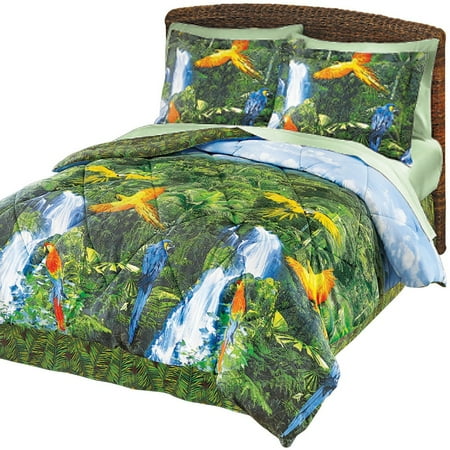 Tropical Rainforest Comforter Bedding Set With Bedskirt Full