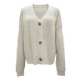 thumbnail image 4 of Cute Cardigans Women Knit Open Front Sweater Long Sleeve Button Loose Short Outerwear Coats, 4 of 4