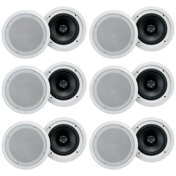(12) Rockville HC85-16 White 8" 700 Watt In-Ceiling Home Theater Speakers 16 Ohm
