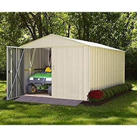ARROW SHEDS MHD1010 (2 BOXES) MOUNTAINEER 10FT X 10FT HDG STEEL EGGSHELL- DOOR=W98.25IN X H72.75IN