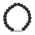 thumbnail image 2 of Primal Steel Stainless Steel Brushed ID Plate Black Agate Bead Stretch Bracelet, 2 of 3