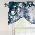 thumbnail image 5 of Abstract Octopus Tie Up Valances Curtain, Adjustable Kitchen Vintage Green Octopus Touches Sailing Boat Valances for Windows Decor, Rod Pocket Short Curtains Set for Bedroom/Bathroom, 42"x12", 5 of 9