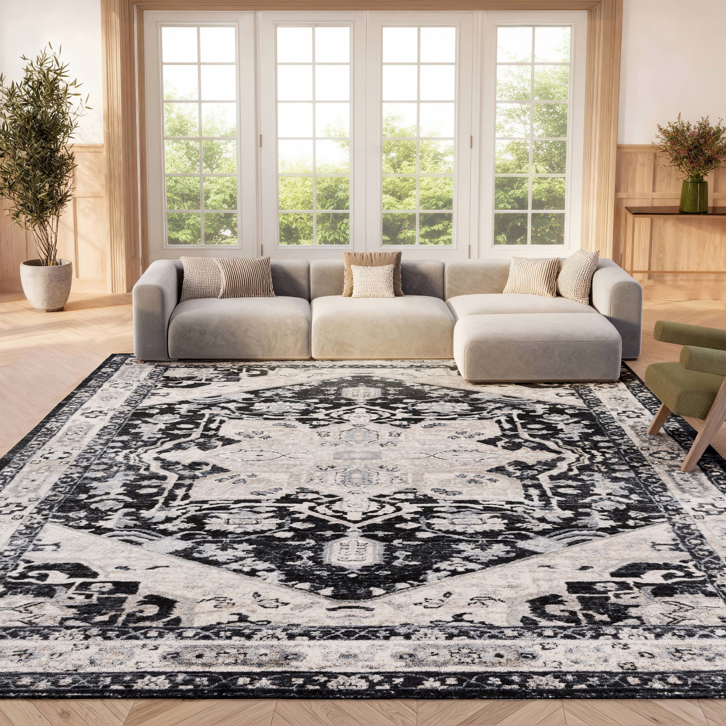 SAFAVIEH Brentwood Ezra Oriental Area Rug, Black/Ivory, 8' x 10'