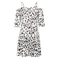 thumbnail image 4 of Leutsin Women's Summer Strap Leopard Print Puff Sleeve Loose Dress Plus Size, 4 of 5