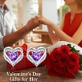thumbnail image 4 of Iefil Heart Earrings for Women, 925 Sterling Silver June Birthstone Alexandrite Heart Stud Earrings for Women, 4 of 7