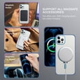 thumbnail image 3 of iPhone 12 Pro Max Case with Invisible Magnetic Stand [Compatible with MagSafe] Clear Hard Back Cover Soft TPU Hybrid Shockproof Military-Grade Protection Slim Ring Kickstand Phone Case, Blue, 3 of 16