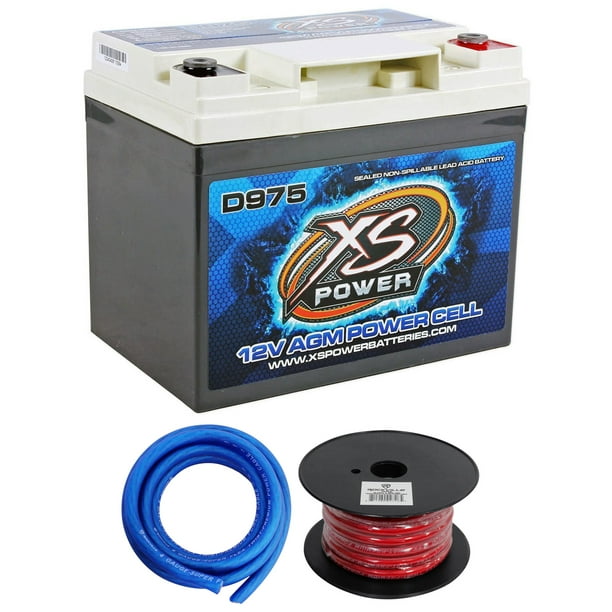 XS Power D975 2100 Amp AGM Power Cell Car Battery+Hardware+Power/Ground