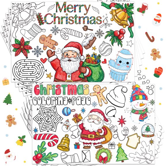 Christmas Placemats for Kids - DIY Disposable Christmas Placemats for Kids Christmas Table Mats for Holiday Party Decorations School Activity Supplies