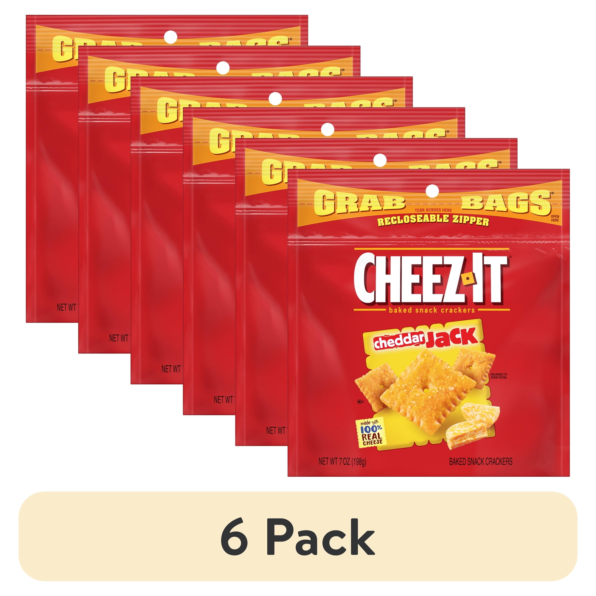 (6 pack) Cheez-It Cheddar Jack Cheese Crackers Baked Snack Crackers 7 oz