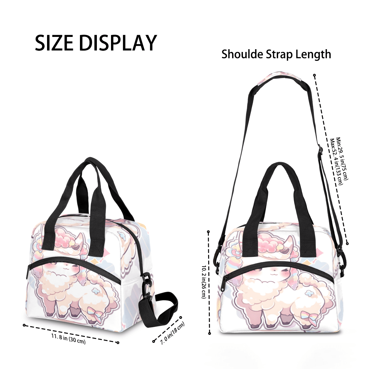 Herdesigns Cute Cartoon Insulated Lunch Bag for Women Men Adults Large Reusable Lunch Box Sheep Leakproof Cooler Tote Bags with Adjustable Shoulder Strap