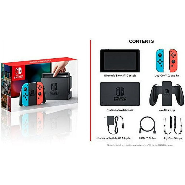 Nintendo Switch Bundle (10 items): 32GB Console Blue and Red Joy