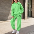 thumbnail image 2 of Hessimy Toddler Boys Girls Spring Summer 2Pcs Crewneck Long Sleeve Sweatshirt Casual Pants Soft Sweatsuit Set(Light Green,7-8 Years), 2 of 6