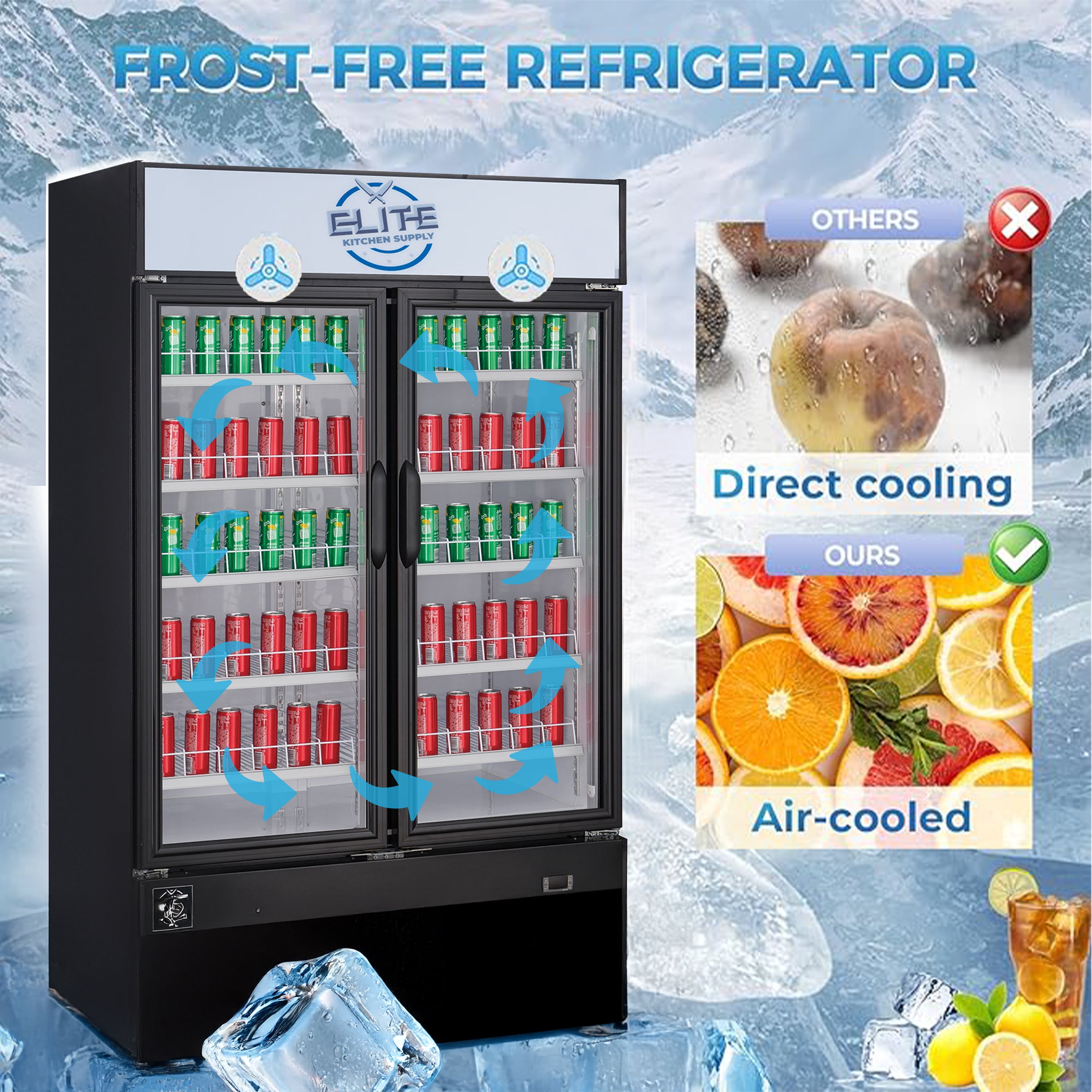 NSF 48 in. Sliding Door Commercial Refrigerator 32 Cu.Ft. Tempered Glass Merchandiser Refrigerator, Disaplay Cooler