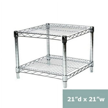 Shelving Inc. 21"d x 21"w x 14"h Chrome Wire Shelving with 2 Tier Shelves, Weight Capacity 800lbs Per Shelf