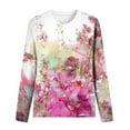 thumbnail image 5 of IROINID en Solde T-shirt à Manches Longues en Polyester pour Femmes Confortable Col Rond Hauts Amples Imprimés T-Shirts Blouse, Pink, 5 of 5
