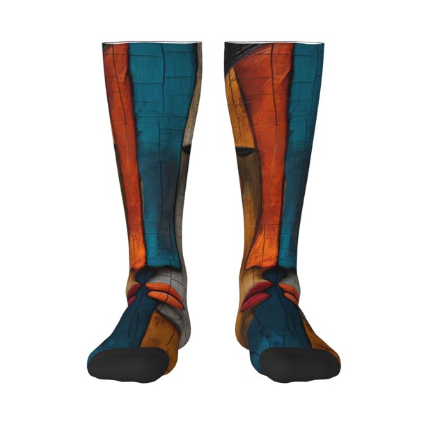 Fotbe Abstract Colorful Duality Calcetas Divertidas Estampadas para Hombre y Mujer, Calcetas de Algodón hasta la Rodilla para Caminar, Correr, Enfermería y Embarazo