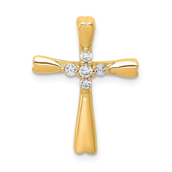 Real 14kt Yellow Gold Diamond Cross Slide Pendant; for Adults and Teens; for Women and Men