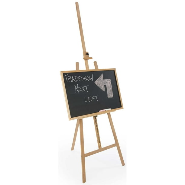 Displays2go Easel Chalkboard Stands, Wood Construction Black, Light Oak Finish (EMB2418NAT