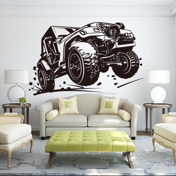 New Off Road vehicle Racing Car Wall Sticker Baby Nursery Ford chevrolrt ecosport RC Car Wall Decal Home Decor Stencil 56cmx35cm