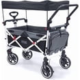thumbnail image 3 of Creative Outdoor Titanium Series Push Pull Wagon Stroller with Canopy Folding Wagon for Kids, Black/Gray, 3 of 9