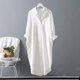 thumbnail image 3 of Vestido camisero de manga larga para mujer, de moda, blanco, holgado, informal, elegante, para playa, protector solar, 3 of 5