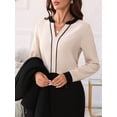 thumbnail image 6 of Womens Dressy Casual V Neck Color Block Business Casual Long Sleeve Blouses Fall Trendy Clothes  XXL, 6 of 8