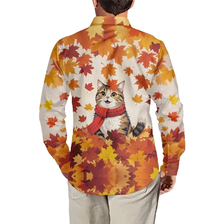 maple leaf dress shirt Chririnla Art Goth Floral Skull Shirt for Men Business Shirts Long Sleeve  Soft Clothes Breathable V-neck T-shirt Slim-Fit Athletic Tee Tops Men's