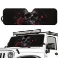 thumbnail image 2 of FUIALDOLG Windshield Sun Shade Compatible with Car SUV Off-road Vehicle 52.95"x16.14" Folding Front Window Sun Shade for Car Accessories (Dead Skull Rose), 2 of 7