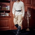 thumbnail image 6 of BVWKPCV Mens Medieval Pirate Pants Renaissance Ankle Banded Viking Ren Faire Pants Lace Up Halloween Costume Trousers Beige XXL, 6 of 6