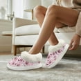 thumbnail image 4 of FUIALDOLG Pink Halloween House Slippers for Women Indoor Pumpkins Ghost Print Fleece Lined Women Fuzzy Slippers Winter House Shoes Non-slip Thick Sole, 4 of 7