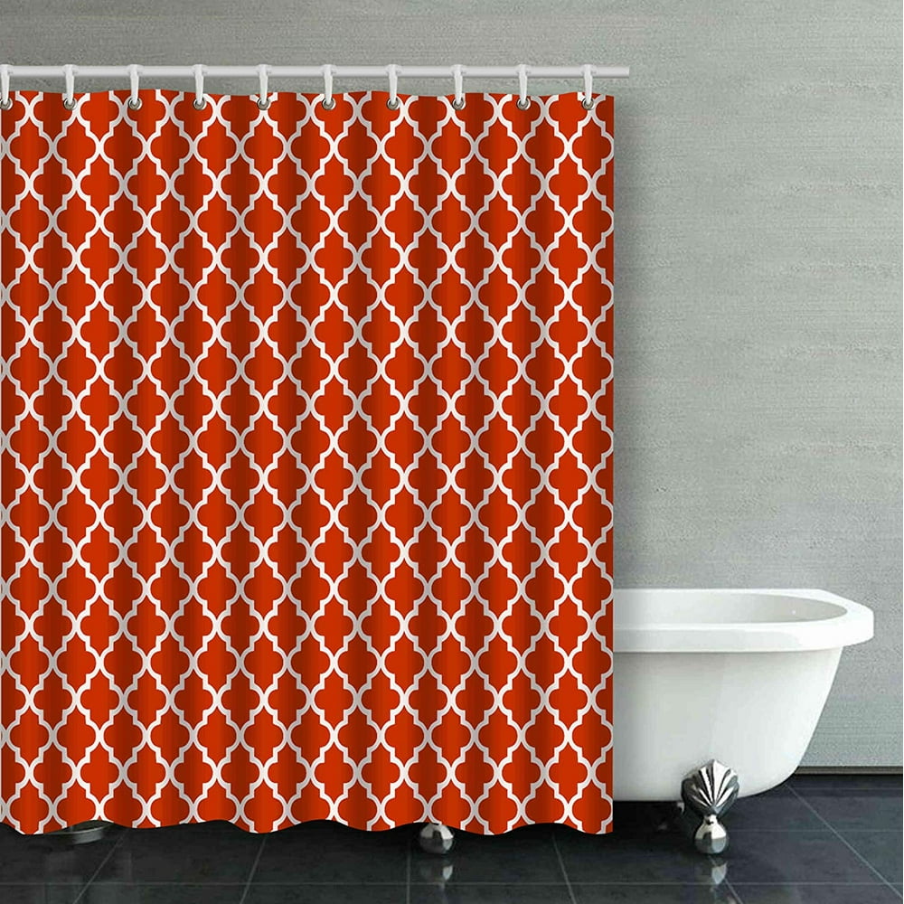 BPBOP Trendy Burnt Orange Moroccan Pattern Bathroom Shower Curtain