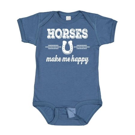 

Inktastic Horses Make Me Happy Gift Baby Boy or Baby Girl Bodysuit