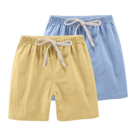 Odeerbi 2-13 Años Para Niños Niñas 2 Pcs Summer Cotton Linen Shorts Entrenamiento de Deportes Deportivos Atletismo Shorts Sólidos de Color Sólido