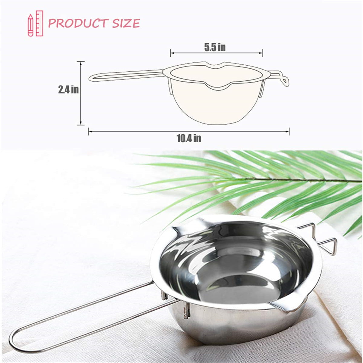 Double Boiler Pot Set, Stainless Steel Melting Pot with Silicone Spatula  for Melting Chocolate, Soap, Wax, Candle Making (600ml and 1600ml) : Arts,  Crafts & Sewing 
