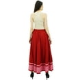 thumbnail image 5 of Bimba Women's Long Maxi Skirt With Contrast Border Boho Skirt With Elastic Waist, 5 of 9