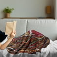 thumbnail image 3 of Bear Soft Flannel Fleece Throw Blanket, Patterned Head of Wild Predator Growling Eastern Motifs Ornaments, Cozy Plush for Indoor and Outdoor Use, 50" x 60", Brown Red Blue, by Ambesonne, 3 of 5