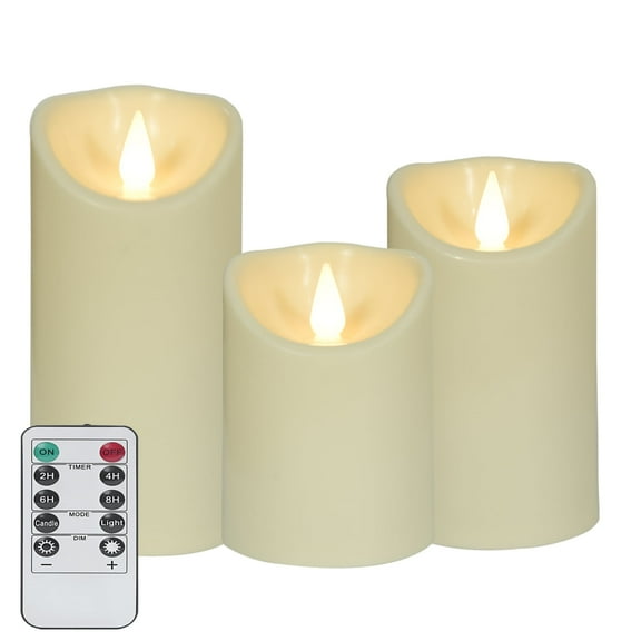 Cacou 3-Pack Flickering LED Flameless Candles with Remote Control for Home Decor and Mood Lighting