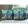 thumbnail image 2 of Ambesonne Nautical Throw Pillow Cover Pack of 4, Anchor Deep Ocean Life, 4 Pcs-18" x 18", Sea Blue Amber Teal, 2 of 5
