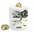 thumbnail image 2 of Dragonfly Piggy Bank, Floral Ornament with Fern Plants Leaves Nature Themed Illustration, Ceramic Coin Bank Money Box for Cash Saving, 3.6" X 3.2", Black White, by Ambesonne, 2 of 4