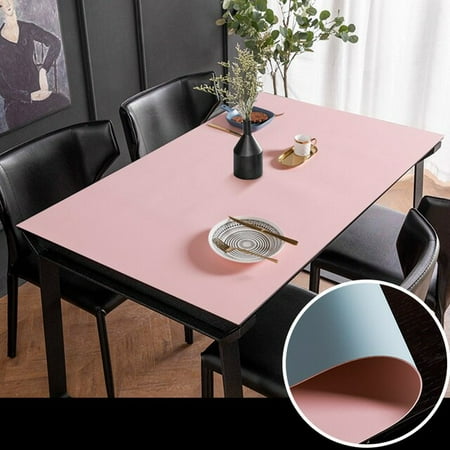 

dosili Customize Reversible Leather Tablecloth Solid Color Waterproof Oil-proof Coffee Table Mat Rectangular PU Tablecloth Table Cover
