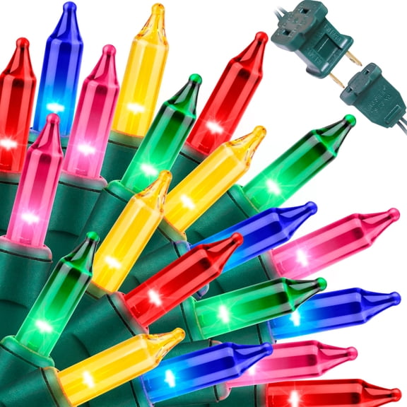 LAMPHOME Super-Bright 150-Count Mini Frosted String Lights, 31.9ft Green Wire Multicolor 120V UL Certified for Outdoor Xmas Tree Garden Holiday Party Wedding Decor