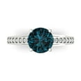 thumbnail image 2 of 2.21ct round cut natural london blue topaz 14k white gold Bridal Wedding Engagement Promise Anniversary Ring for Women size 8.5, 2 of 7