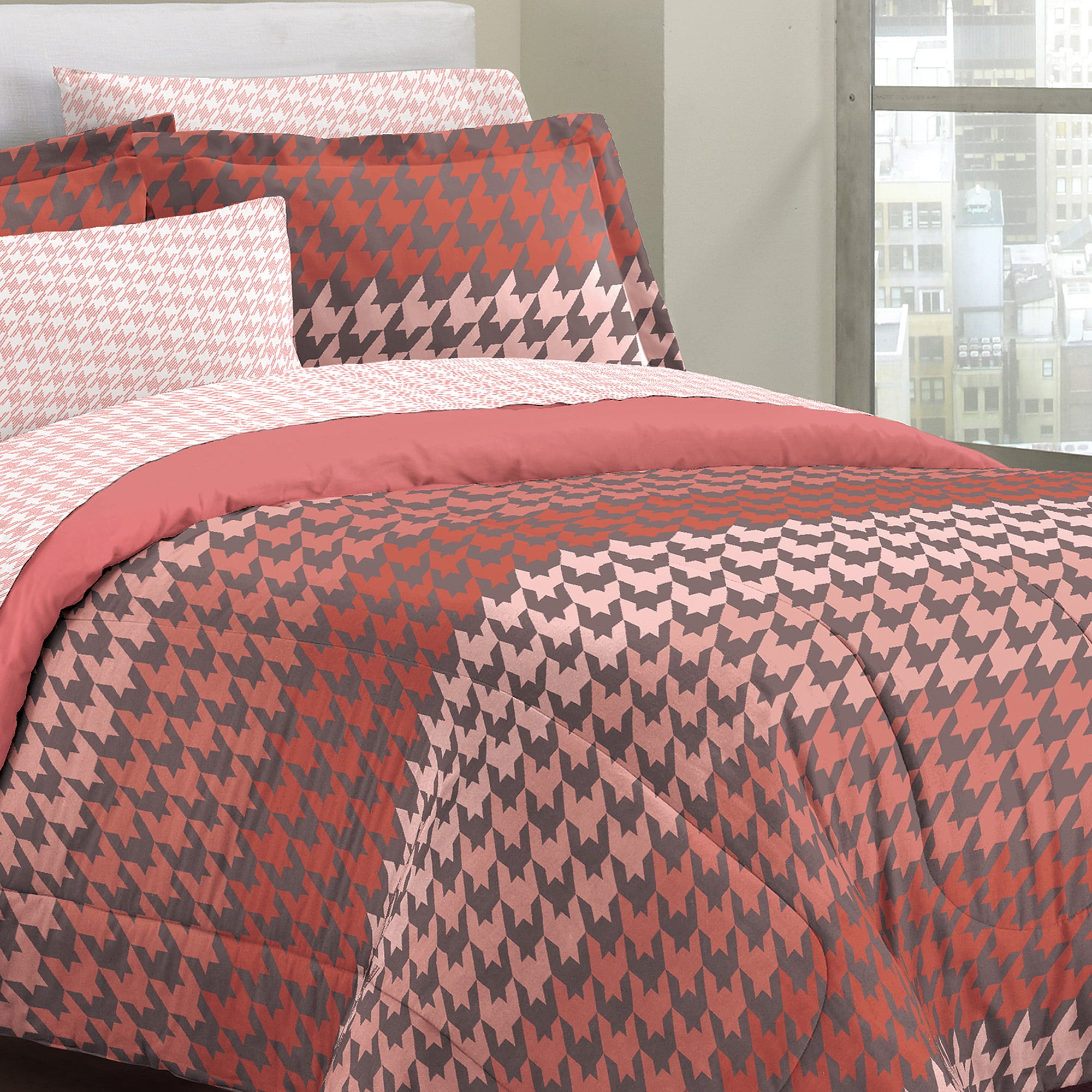 Loft Style Houndstooth Mini Bed In A Bag Bedding Set Com