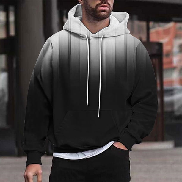 Sudadera con capucha para hombre, estilo casual, con cuello redondo, estampado, manga larga, blusa de poliéster