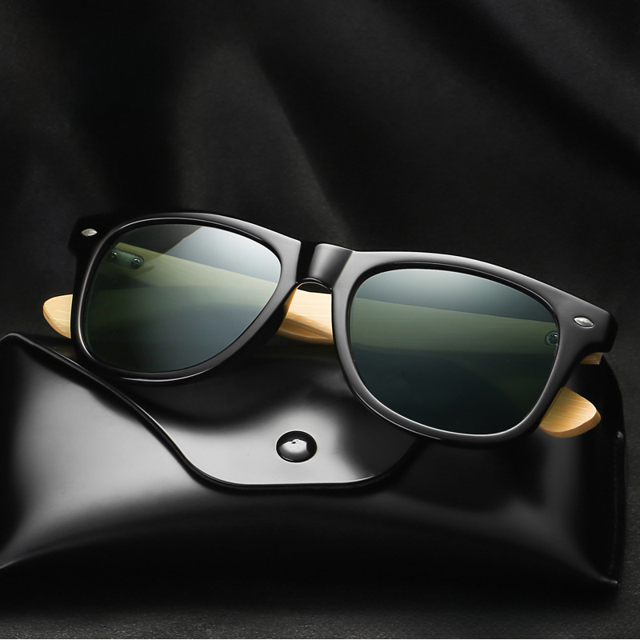 Gafas de sol polarizadas de moda personalizadas Gafas de sol con pata de bambú Moso Gafas de sol retro con clavos de arroz para hombres y mujeres