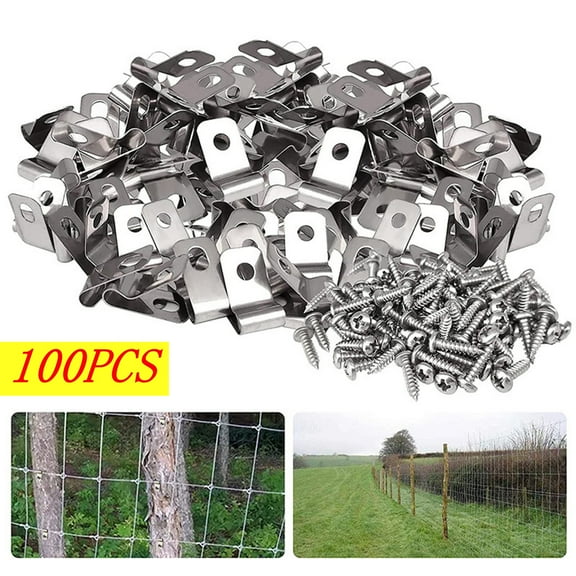 Djiypn 100 Pcs Fence Wire Clamps With 100 Pcs Screws Metal Wire Clips Mount Welded Wire To Vinyl Wood Or Metal Fence For 12-16 Gauge Wire Fencing,metal,White