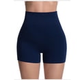 thumbnail image 5 of Seamless Leggings Shorts for Women High Waisted Butt-Lifting Rib-Knit Soft Yoga Workout Running Biker Shorts (M, Navy), 5 of 5
