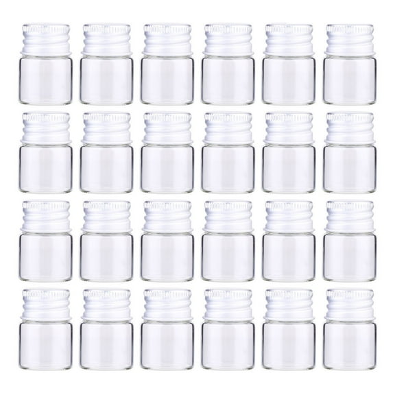 Lixi 25pcs 5ml Glass Storage Bottles Aluminum Wish Jars Mini Glass Bottles Transparent Bottles