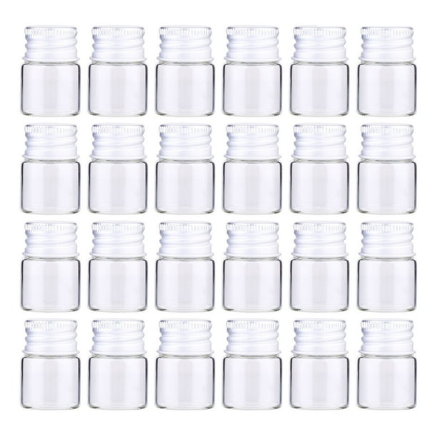 EeaseMX 25 botellas de vidrio de 5 ml para almacenamiento, frascos de aluminio, mini botellas de vidrio transparentes.